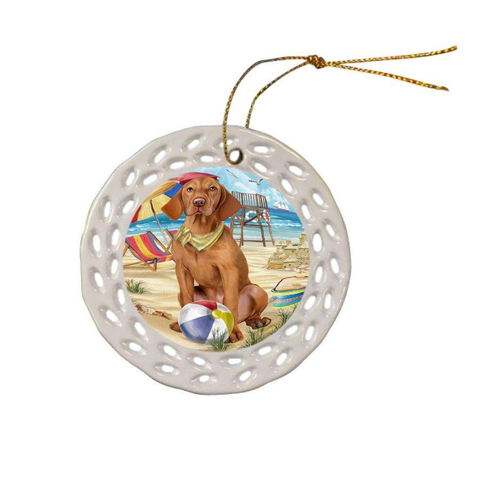 Pet Friendly Beach Vizsla Dog Ceramic Doily Ornament DPOR50111