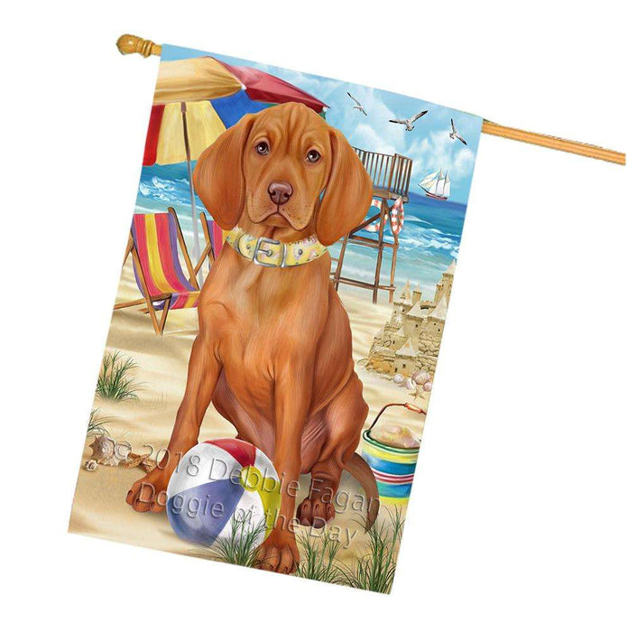 Pet Friendly Beach Vizsla Dog House Flag FLG50072