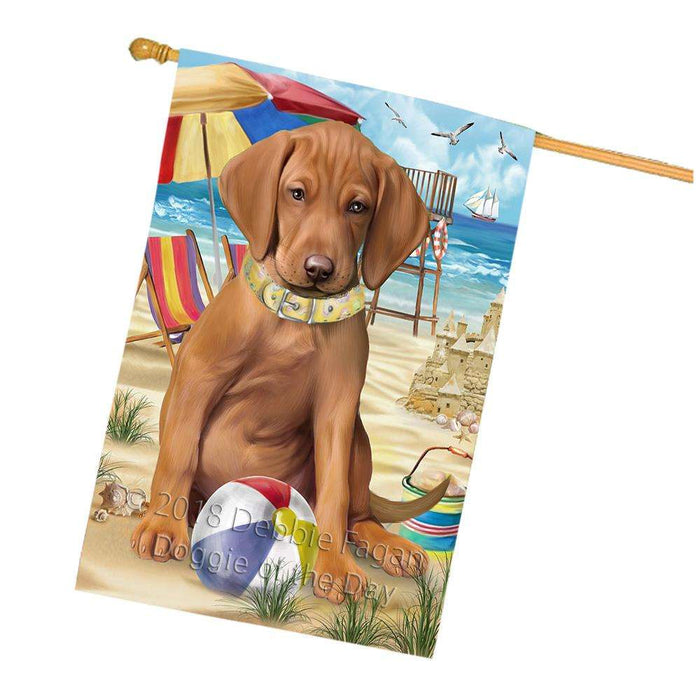 Pet Friendly Beach Vizsla Dog House Flag FLG50074