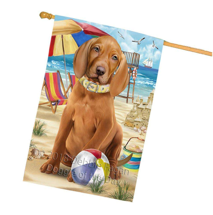 Pet Friendly Beach Vizsla Dog House Flag FLG50075