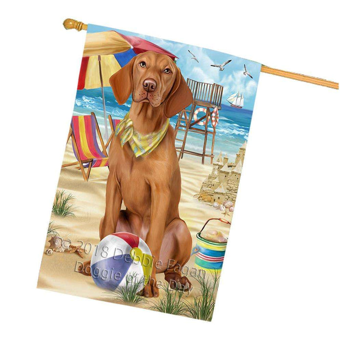 Pet Friendly Beach Vizsla Dog House Flag FLG50076