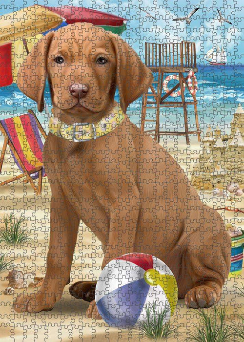 Pet Friendly Beach Vizsla Dog Puzzle with Photo Tin PUZL54030