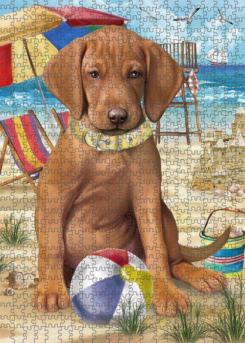 Pet Friendly Beach Vizsla Dog Puzzle with Photo Tin PUZL54033
