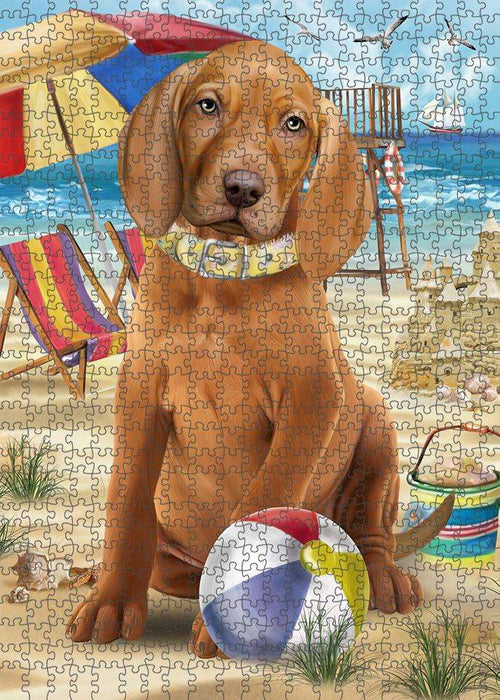 Pet Friendly Beach Vizsla Dog Puzzle with Photo Tin PUZL54036