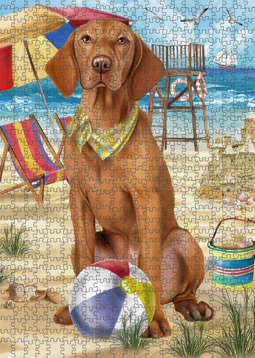 Pet Friendly Beach Vizsla Dog Puzzle with Photo Tin PUZL54039
