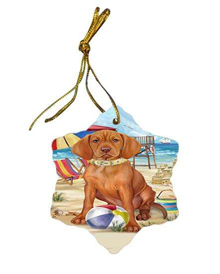Pet Friendly Beach Vizsla Dog Star Porcelain Ornament SPOR50099