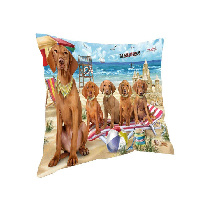 Pet Friendly Beach Vizslas Dog Pillow PIL56280