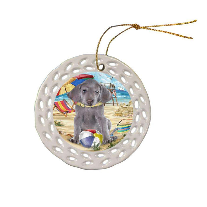 Pet Friendly Beach Weimaraner Dog Ceramic Doily Ornament DPOR48708