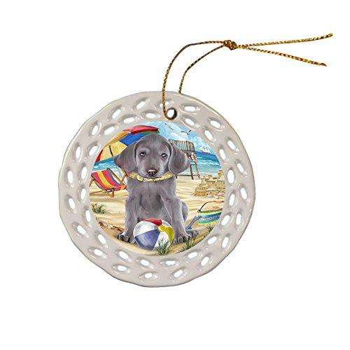 Pet Friendly Beach Weimaraner Dog Ceramic Doily Ornament DPOR48708