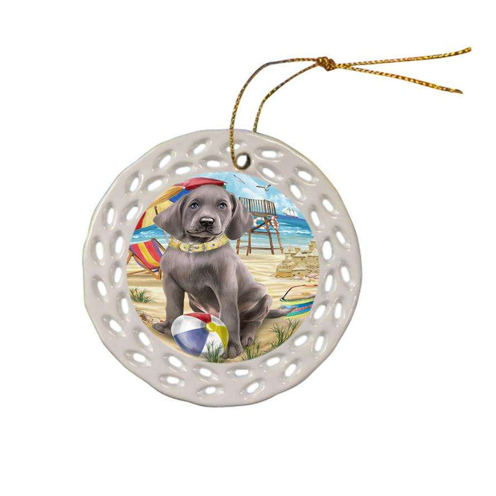 Pet Friendly Beach Weimaraner Dog Ceramic Doily Ornament DPOR48709
