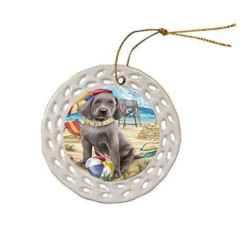 Pet Friendly Beach Weimaraner Dog Ceramic Doily Ornament DPOR48709
