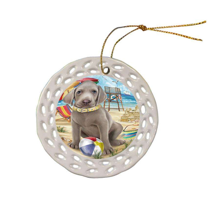 Pet Friendly Beach Weimaraner Dog Ceramic Doily Ornament DPOR48710