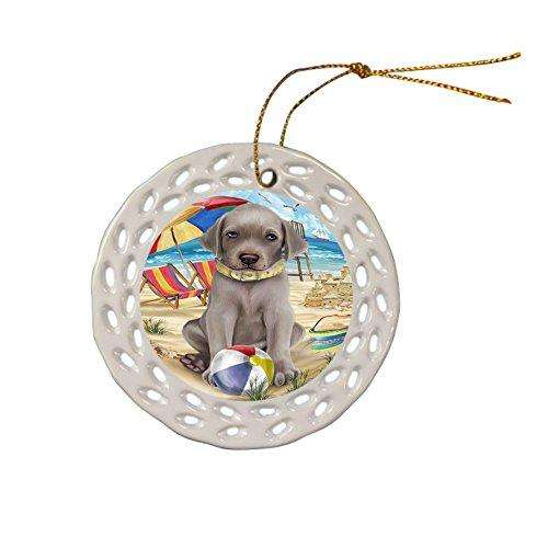 Pet Friendly Beach Weimaraner Dog Ceramic Doily Ornament DPOR48711