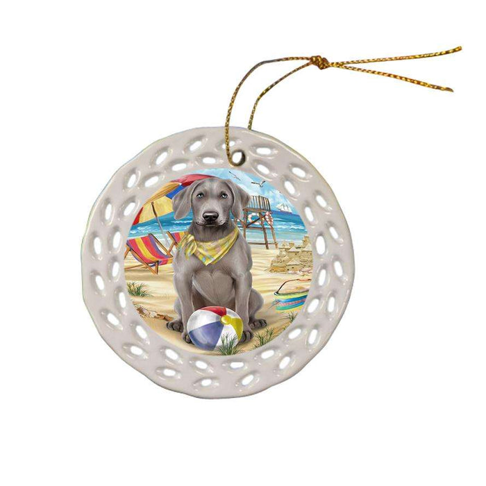 Pet Friendly Beach Weimaraner Dog Ceramic Doily Ornament DPOR48712