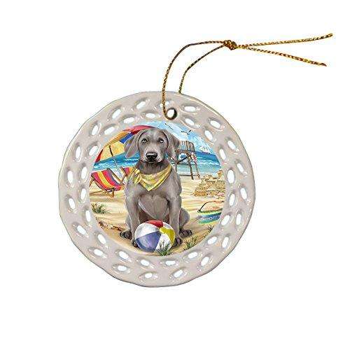 Pet Friendly Beach Weimaraner Dog Ceramic Doily Ornament DPOR48712