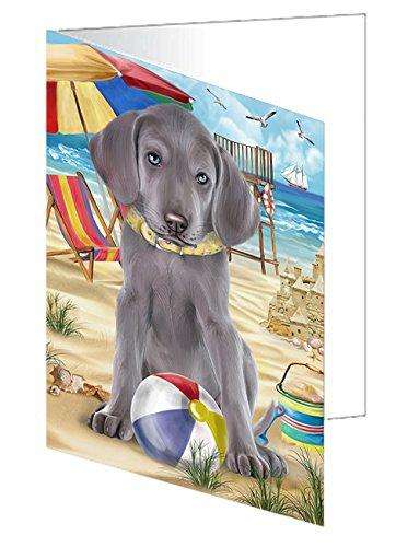 Pet Friendly Beach Weimaraner Dog Handmade Artwork Assorted Pets Greeting Cards and Note Cards with Envelopes for All Occasions and Holiday Seasons GCD50153