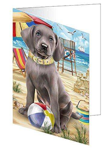 Pet Friendly Beach Weimaraner Dog Handmade Artwork Assorted Pets Greeting Cards and Note Cards with Envelopes for All Occasions and Holiday Seasons GCD50156