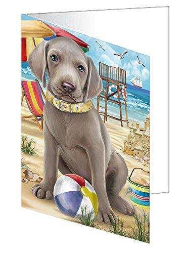 Pet Friendly Beach Weimaraner Dog Handmade Artwork Assorted Pets Greeting Cards and Note Cards with Envelopes for All Occasions and Holiday Seasons GCD50159
