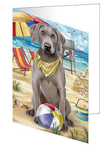 Pet Friendly Beach Weimaraner Dog Handmade Artwork Assorted Pets Greeting Cards and Note Cards with Envelopes for All Occasions and Holiday Seasons GCD50165