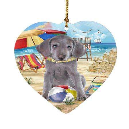 Pet Friendly Beach Weimaraner Dog Heart Christmas Ornament HPOR48708