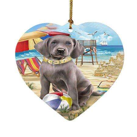 Pet Friendly Beach Weimaraner Dog Heart Christmas Ornament HPOR48709