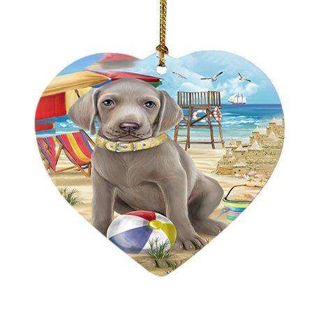 Pet Friendly Beach Weimaraner Dog Heart Christmas Ornament HPOR48710