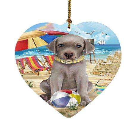 Pet Friendly Beach Weimaraner Dog Heart Christmas Ornament HPOR48711