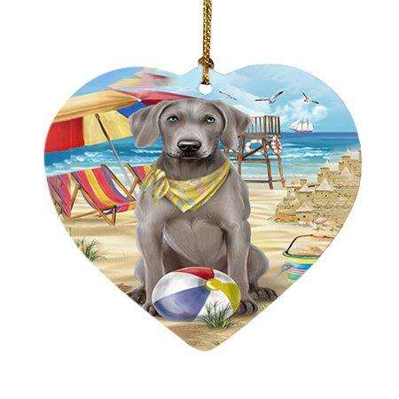 Pet Friendly Beach Weimaraner Dog Heart Christmas Ornament HPOR48712