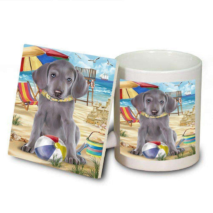 Pet Friendly Beach Weimaraner Dog Mug and Coaster Set MUC48700