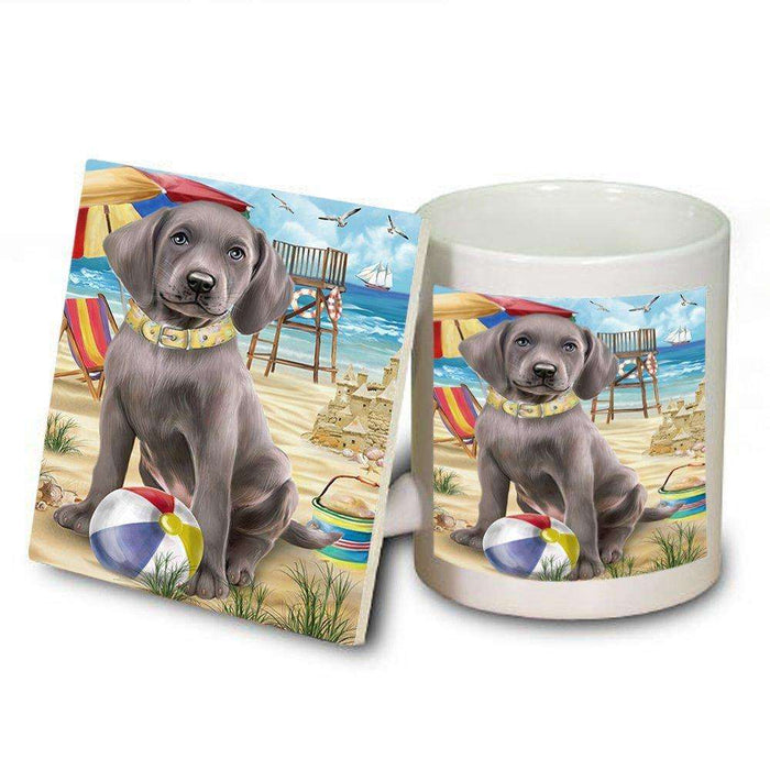 Pet Friendly Beach Weimaraner Dog Mug and Coaster Set MUC48701
