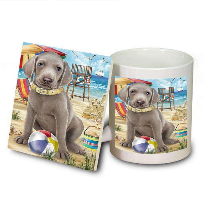 Pet Friendly Beach Weimaraner Dog Mug and Coaster Set MUC48702