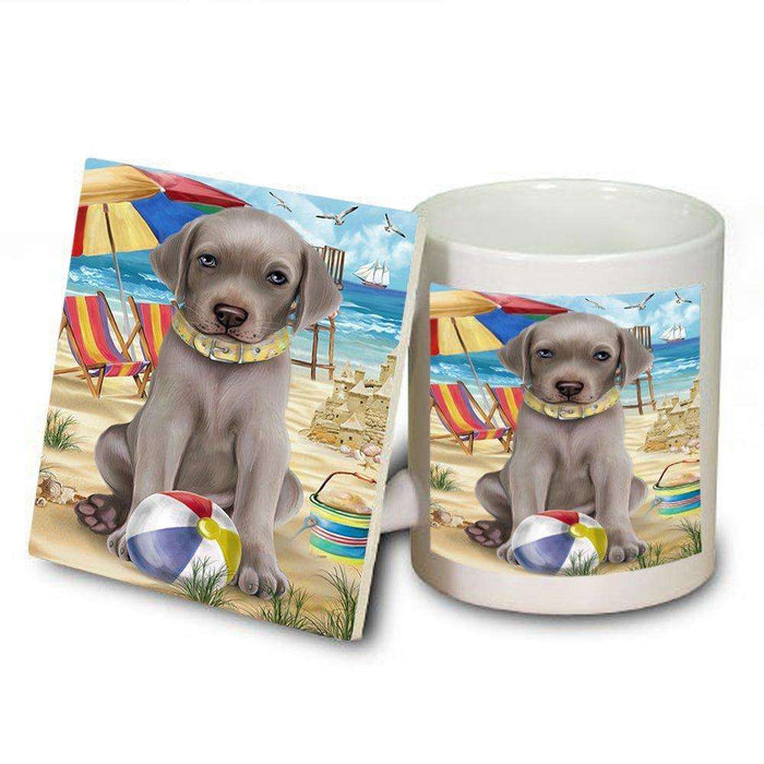 Pet Friendly Beach Weimaraner Dog Mug and Coaster Set MUC48703