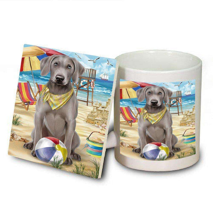 Pet Friendly Beach Weimaraner Dog Mug and Coaster Set MUC48704
