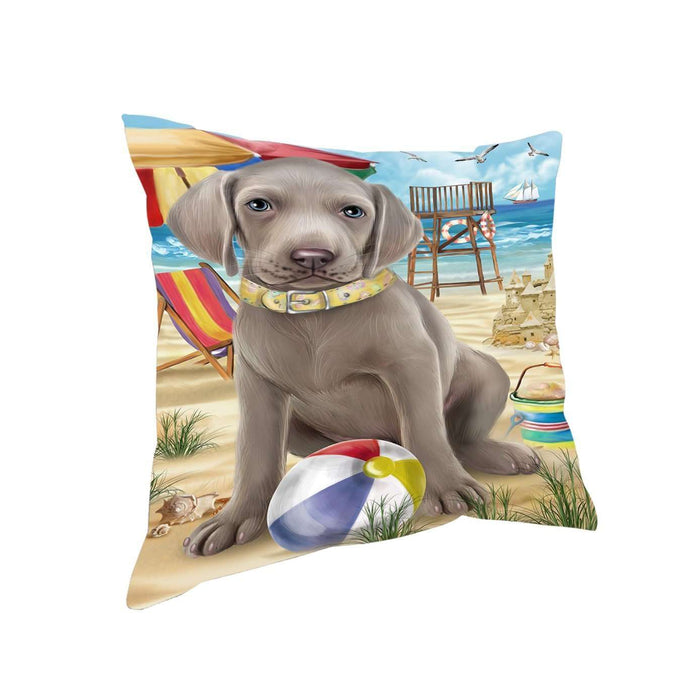 Pet Friendly Beach Weimaraner Dog Pillow PIL50696