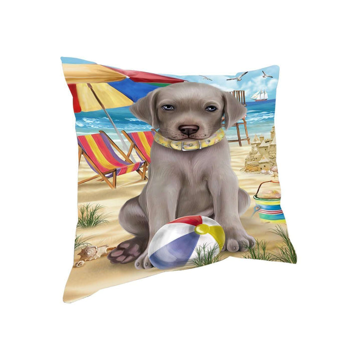Pet Friendly Beach Weimaraner Dog Pillow PIL50700