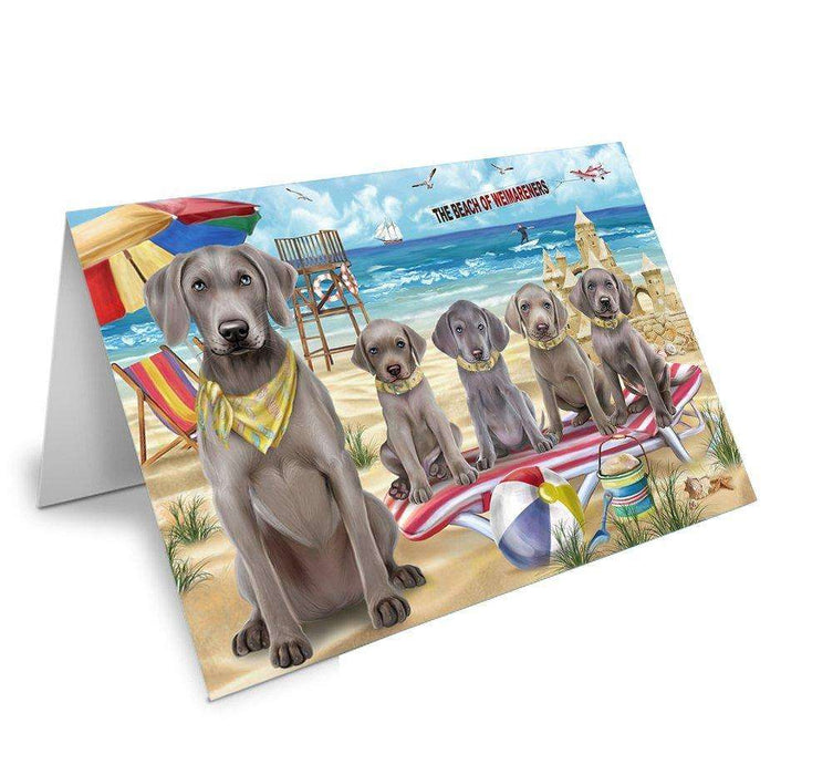 Pet Friendly Beach Weimaraners Dog Handmade Artwork Assorted Pets Greeting Cards and Note Cards with Envelopes for All Occasions and Holiday Seasons GCD50150