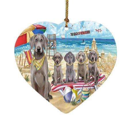 Pet Friendly Beach Weimaraners Dog Heart Christmas Ornament HPOR48707