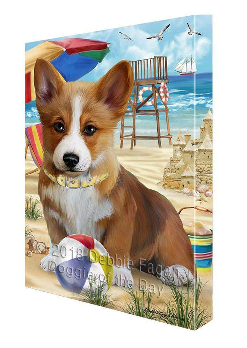 Pet Friendly Beach Welsh Corgi Dog Canvas Wall Art CVS66769
