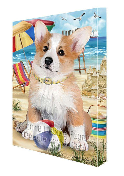 Pet Friendly Beach Welsh Corgi Dog Canvas Wall Art CVS66778