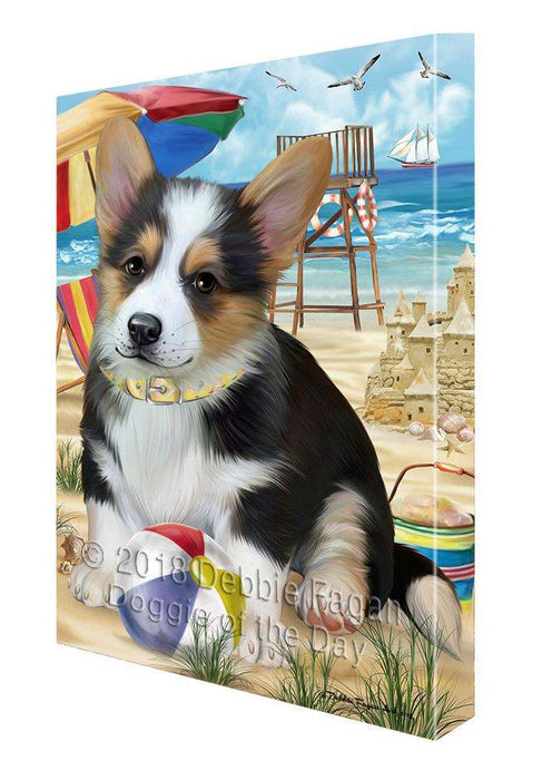Pet Friendly Beach Welsh Corgi Dog Canvas Wall Art CVS66787
