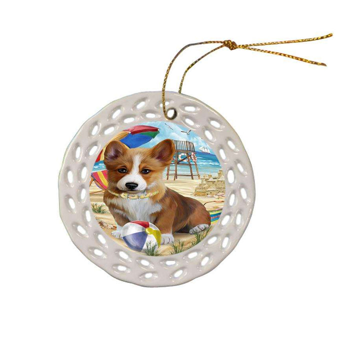 Pet Friendly Beach Welsh Corgi Dog Ceramic Doily Ornament DPOR50113