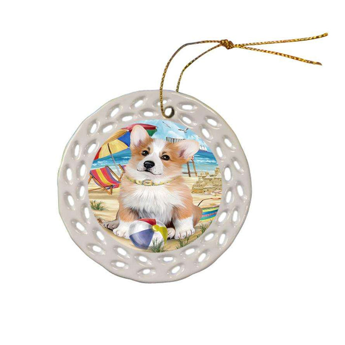 Pet Friendly Beach Welsh Corgi Dog Ceramic Doily Ornament DPOR50114