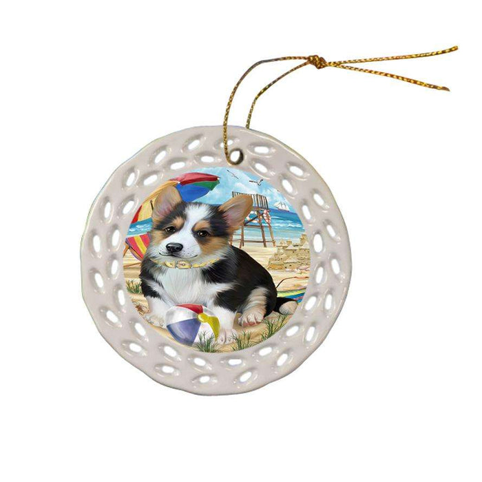 Pet Friendly Beach Welsh Corgi Dog Ceramic Doily Ornament DPOR50115