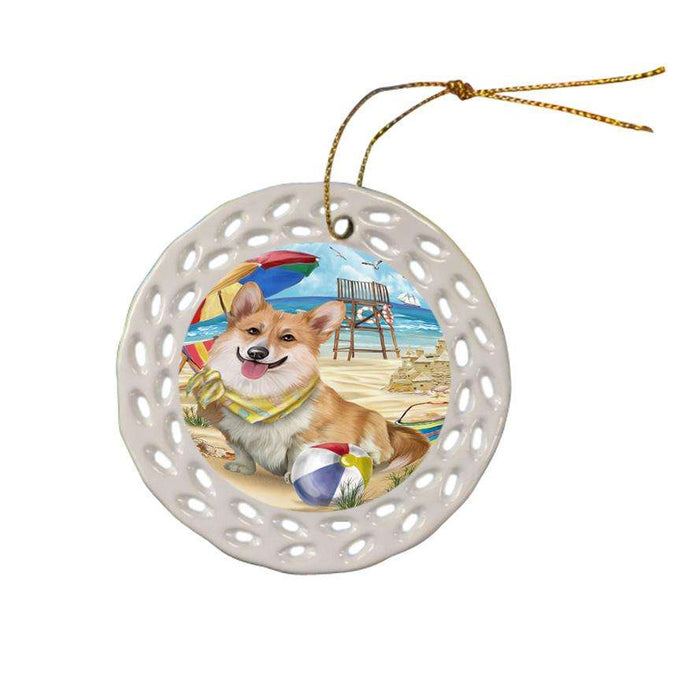 Pet Friendly Beach Welsh Corgi Dog Ceramic Doily Ornament DPOR50117