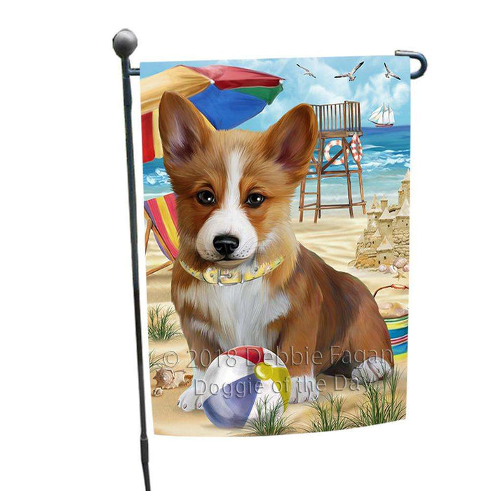 Pet Friendly Beach Welsh Corgi Dog Garden Flag GFLG49942