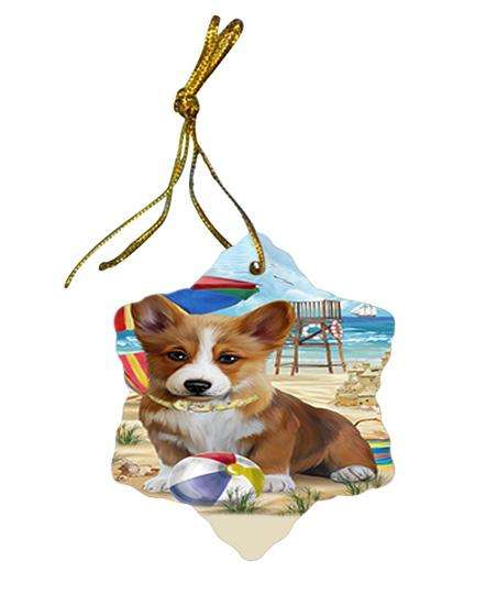 Pet Friendly Beach Welsh Corgi Dog Star Porcelain Ornament SPOR50105