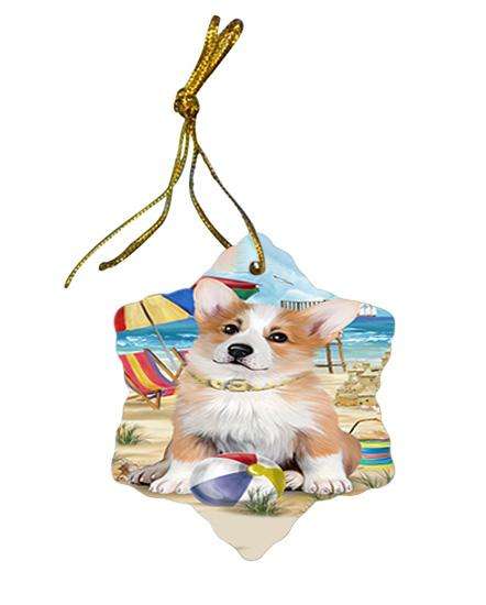 Pet Friendly Beach Welsh Corgi Dog Star Porcelain Ornament SPOR50106