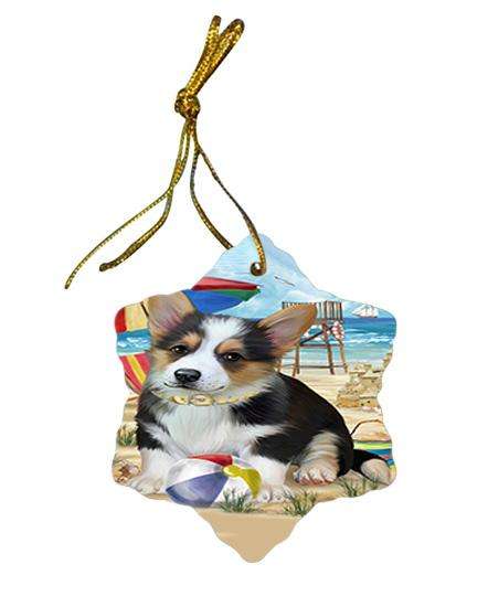 Pet Friendly Beach Welsh Corgi Dog Star Porcelain Ornament SPOR50107