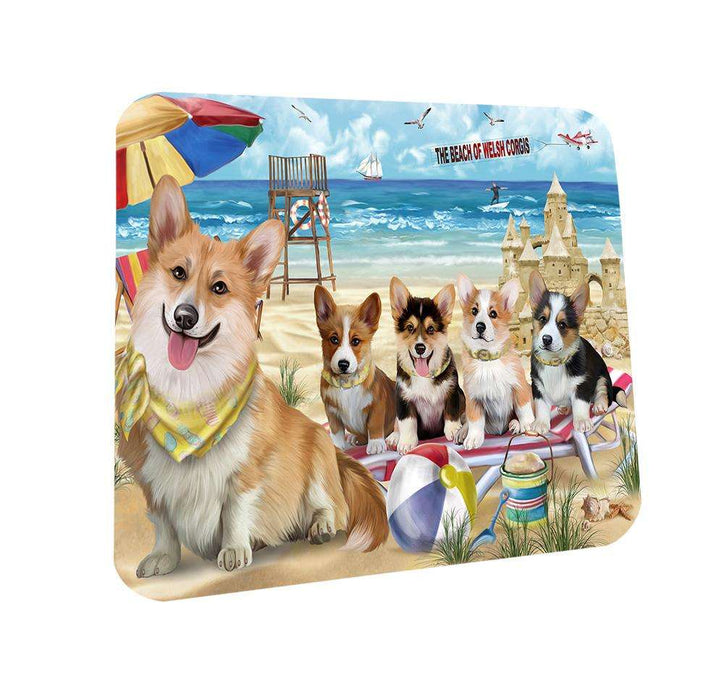 Pet Friendly Beach Welsh Corgis Dog Coasters Set of 4 CST50071 Coasters Set of 4 CST50071