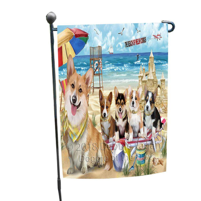 Pet Friendly Beach Welsh Corgis Dog Garden Flag GFLG49941